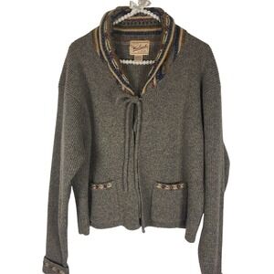 Woolrich Vintage Grey and Navy Tie front Cardigan Medium